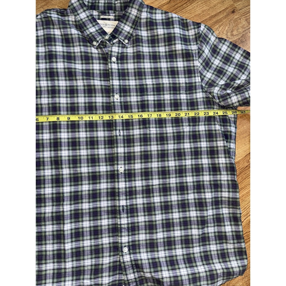 Ralph Lauren Denim Supply Shirt Mens 2XL Button Blue and Green XXL Short Sleeve - Picture 4 of 5